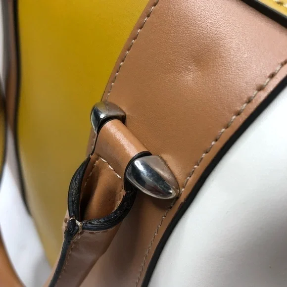 NEW Claudia Firenze Italian Color-block Leather Mustard Satchel Crossbody Purse - Picture 12 of 14